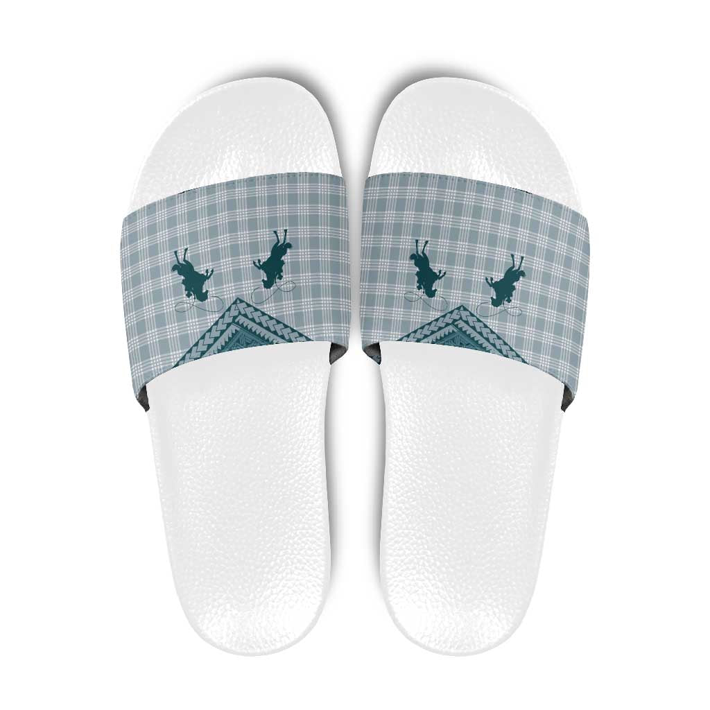 Aloha Hawaii Cowboys Paniolo Slide Sandals Teal Palaka - Polynesian Pride