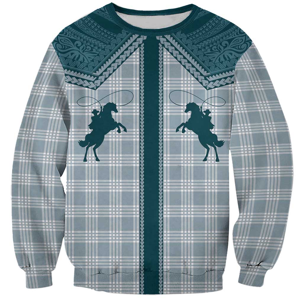 Aloha Hawaii Cowboys Paniolo Sweatshirt Teal Palaka - Polynesian Pride
