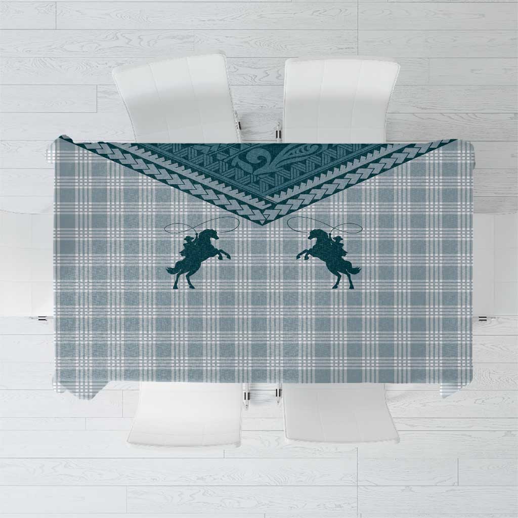 Aloha Hawaii Cowboys Paniolo Tablecloth Teal Palaka - Polynesian Pride