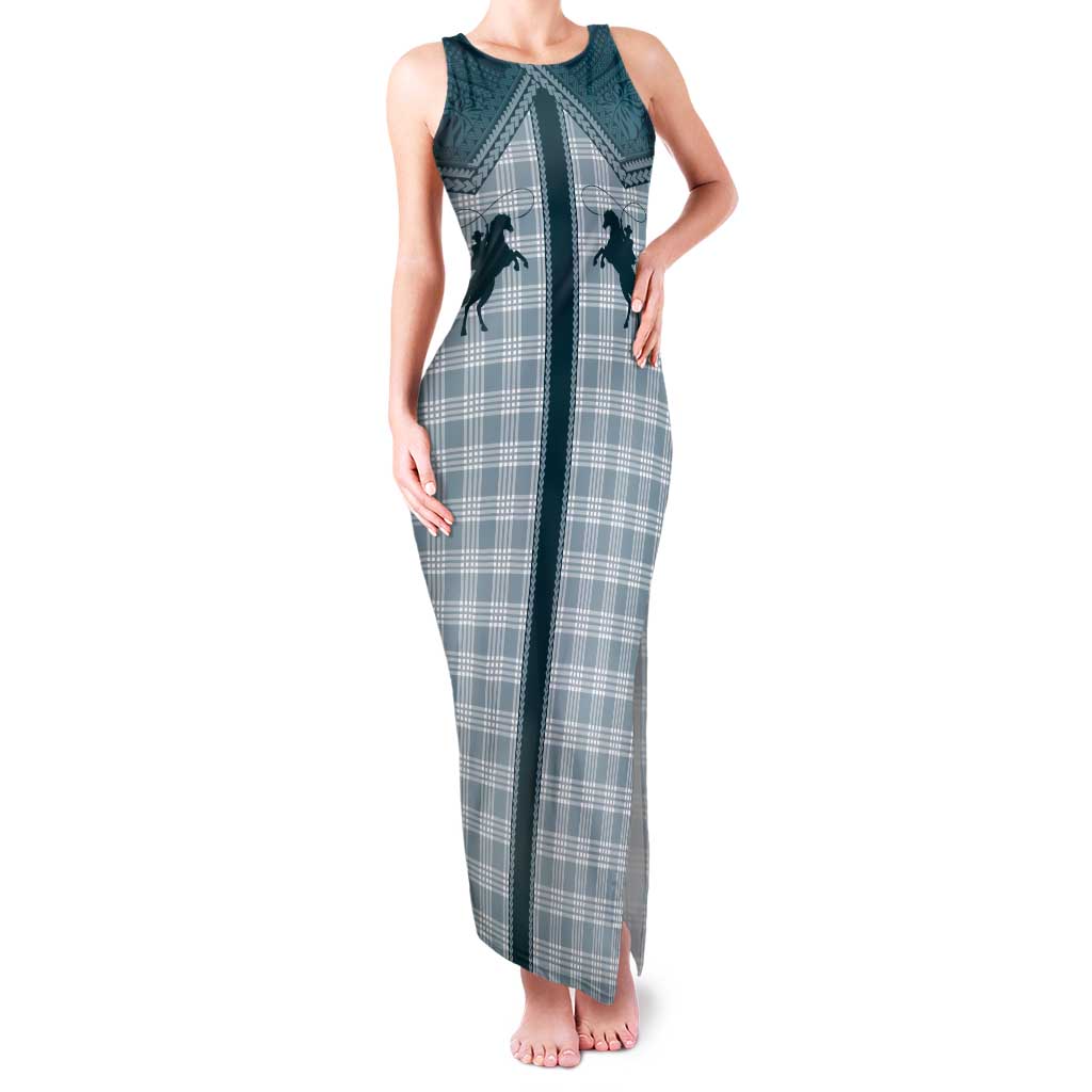 Aloha Hawaii Cowboys Paniolo Tank Maxi Dress Teal Palaka LT7 Women Teal - Polynesian Pride