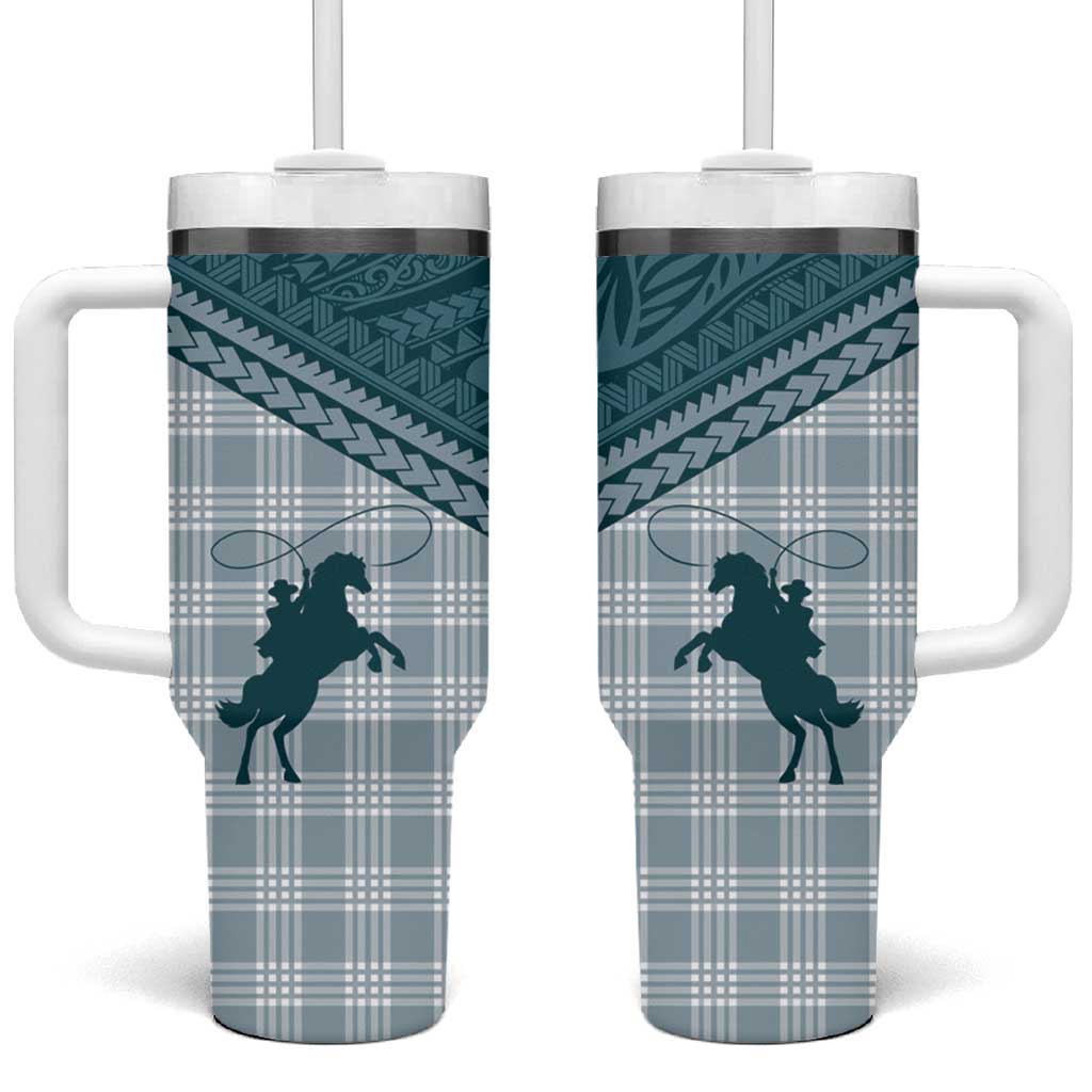 Aloha Hawaii Cowboys Paniolo Tumbler With Handle Teal Palaka - Polynesian Pride
