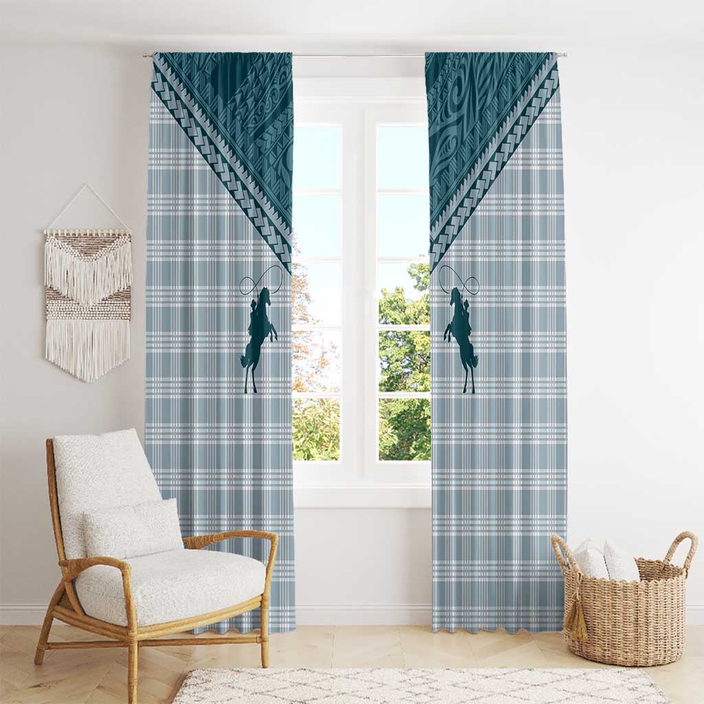Aloha Hawaii Cowboys Paniolo Window Curtain Teal Palaka - Polynesian Pride