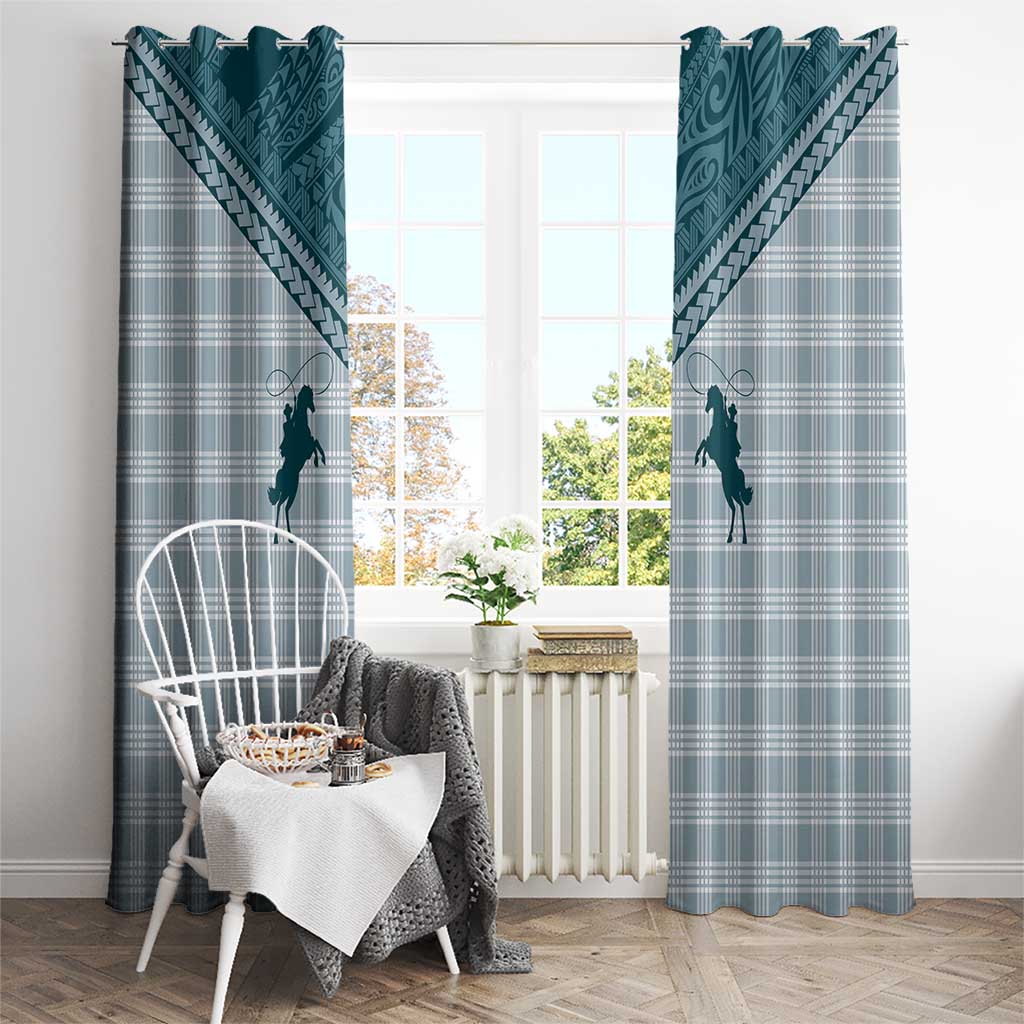 Aloha Hawaii Cowboys Paniolo Window Curtain Teal Palaka - Polynesian Pride