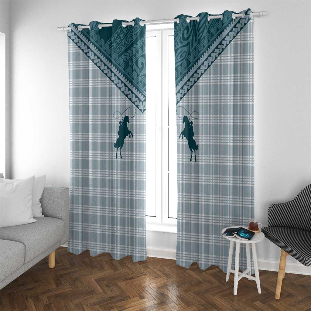 Aloha Hawaii Cowboys Paniolo Window Curtain Teal Palaka - Polynesian Pride