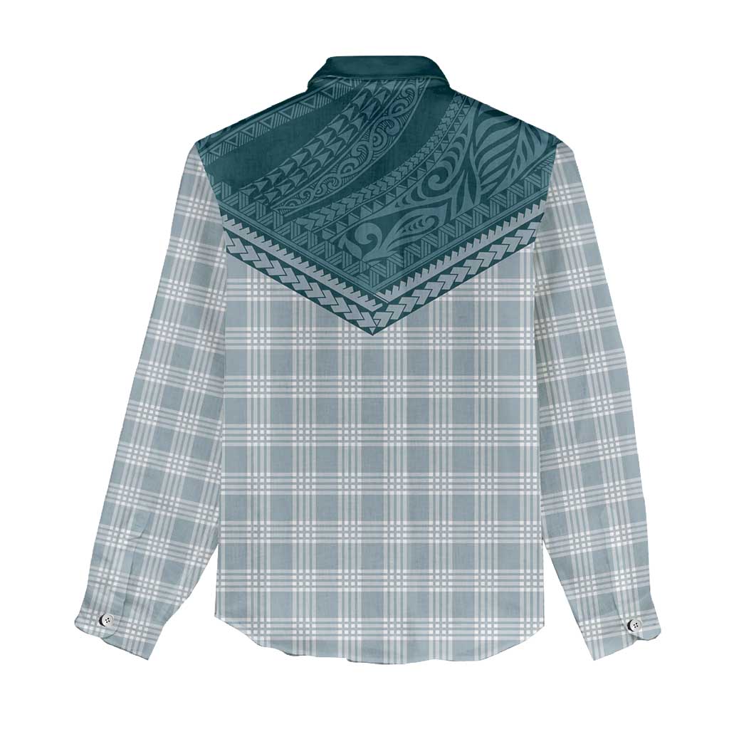 Aloha Hawaii Cowboys Paniolo Women Casual Shirt Teal Palaka - Polynesian Pride