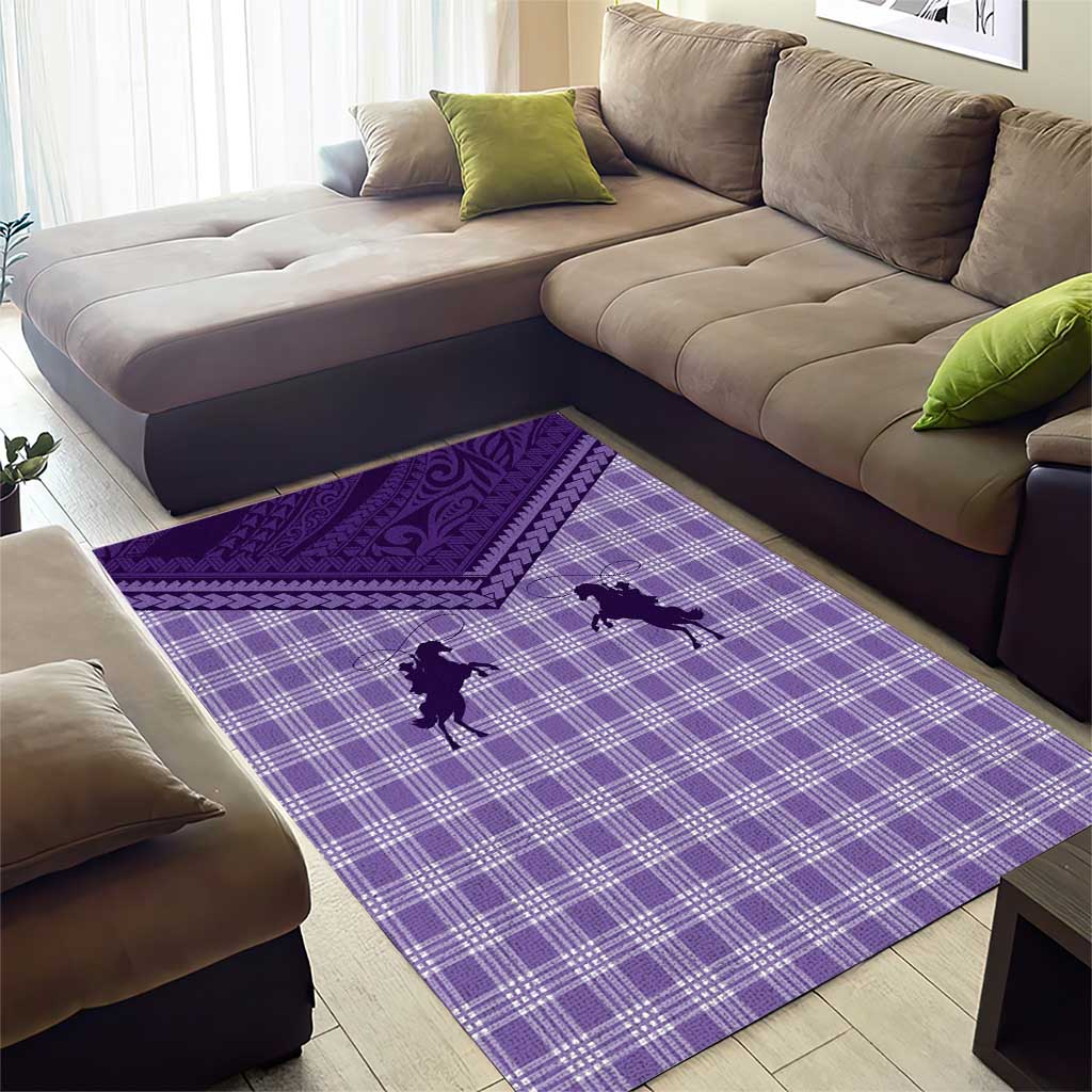 Aloha Hawaii Cowboys Paniolo Area Rug Violet Palaka - Polynesian Pride