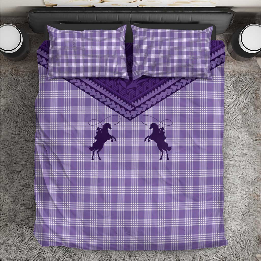 Aloha Hawaii Cowboys Paniolo Bedding Set Violet Palaka - Polynesian Pride