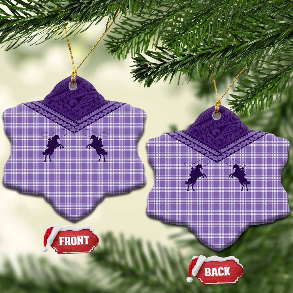 Aloha Hawaii Cowboys Paniolo Ceramic Ornament Violet Palaka - Polynesian Pride