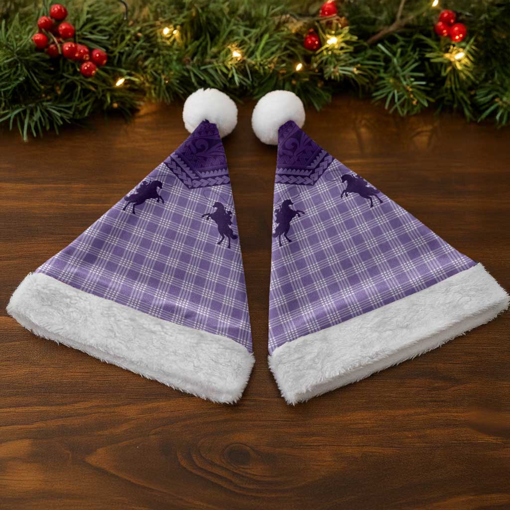 Aloha Hawaii Cowboys Paniolo Christmas Santa Hat Violet Palaka - Polynesian Pride