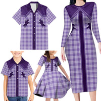 Aloha Hawaii Cowboys Paniolo Family Matching Long Sleeve Bodycon Dress and Hawaiian Shirt Violet Palaka LT7 - Polynesian Pride