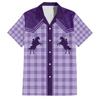 Aloha Hawaii Cowboys Paniolo Family Matching Long Sleeve Bodycon Dress and Hawaiian Shirt Violet Palaka LT7 Dad's Shirt - Short Sleeve Purple - Polynesian Pride