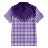 Aloha Hawaii Cowboys Paniolo Family Matching Off The Shoulder Long Sleeve Dress and Hawaiian Shirt Violet Palaka LT7 - Polynesian Pride