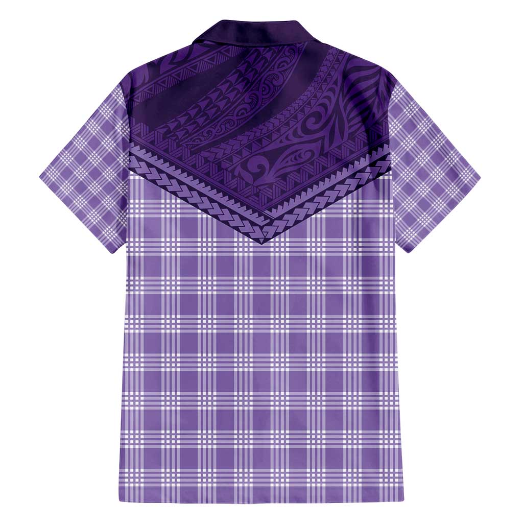 Aloha Hawaii Cowboys Paniolo Family Matching Off Shoulder Short Dress and Hawaiian Shirt Violet Palaka LT7 - Polynesian Pride