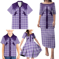 Aloha Hawaii Cowboys Paniolo Family Matching Puletasi and Hawaiian Shirt Violet Palaka LT7 - Polynesian Pride