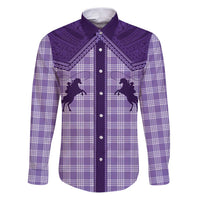 Aloha Hawaii Cowboys Paniolo Family Matching Puletasi and Hawaiian Shirt Violet Palaka LT7 Dad's Shirt - Long Sleeve Purple - Polynesian Pride