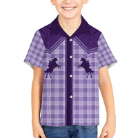 Aloha Hawaii Cowboys Paniolo Family Matching Short Sleeve Bodycon Dress and Hawaiian Shirt Violet Palaka LT7 Son's Shirt Purple - Polynesian Pride