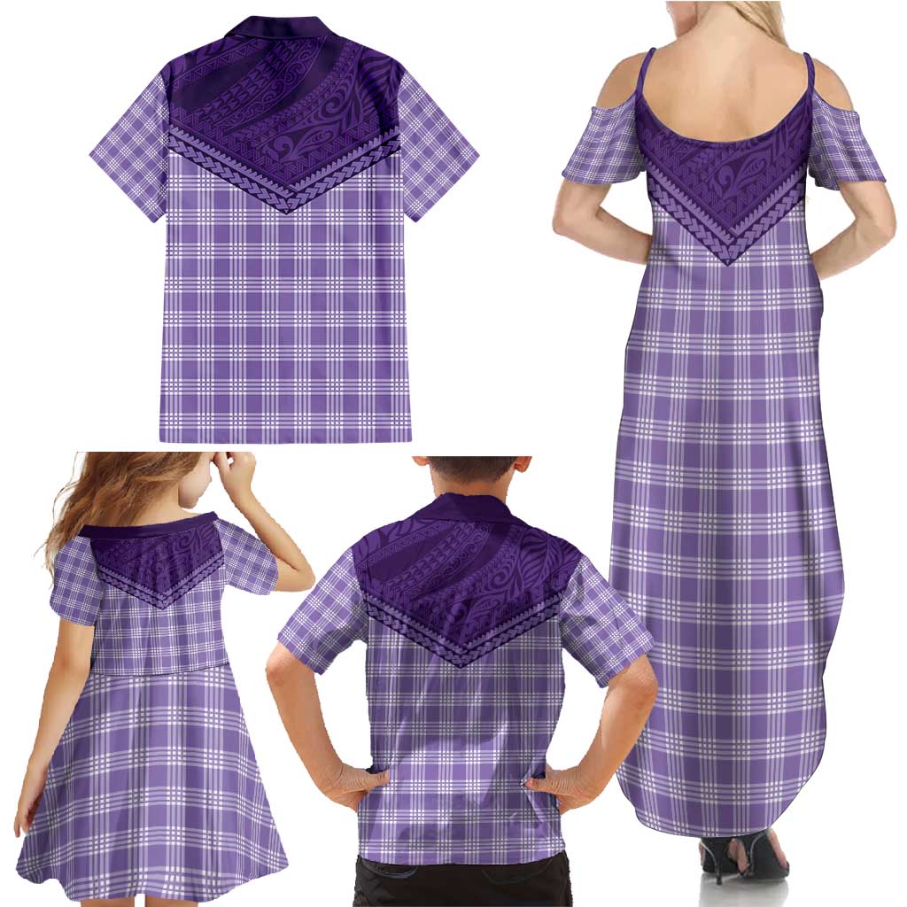 Aloha Hawaii Cowboys Paniolo Family Matching Summer Maxi Dress and Hawaiian Shirt Violet Palaka LT7 - Polynesian Pride