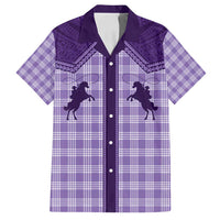Aloha Hawaii Cowboys Paniolo Family Matching Summer Maxi Dress and Hawaiian Shirt Violet Palaka LT7 Dad's Shirt - Short Sleeve Purple - Polynesian Pride