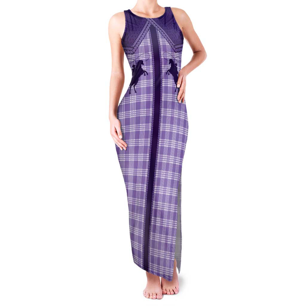 Aloha Hawaii Cowboys Paniolo Family Matching Tank Maxi Dress and Hawaiian Shirt Violet Palaka LT7 Mom's Dress Purple - Polynesian Pride