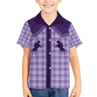 Aloha Hawaii Cowboys Paniolo Family Matching Tank Maxi Dress and Hawaiian Shirt Violet Palaka LT7 Son's Shirt Purple - Polynesian Pride