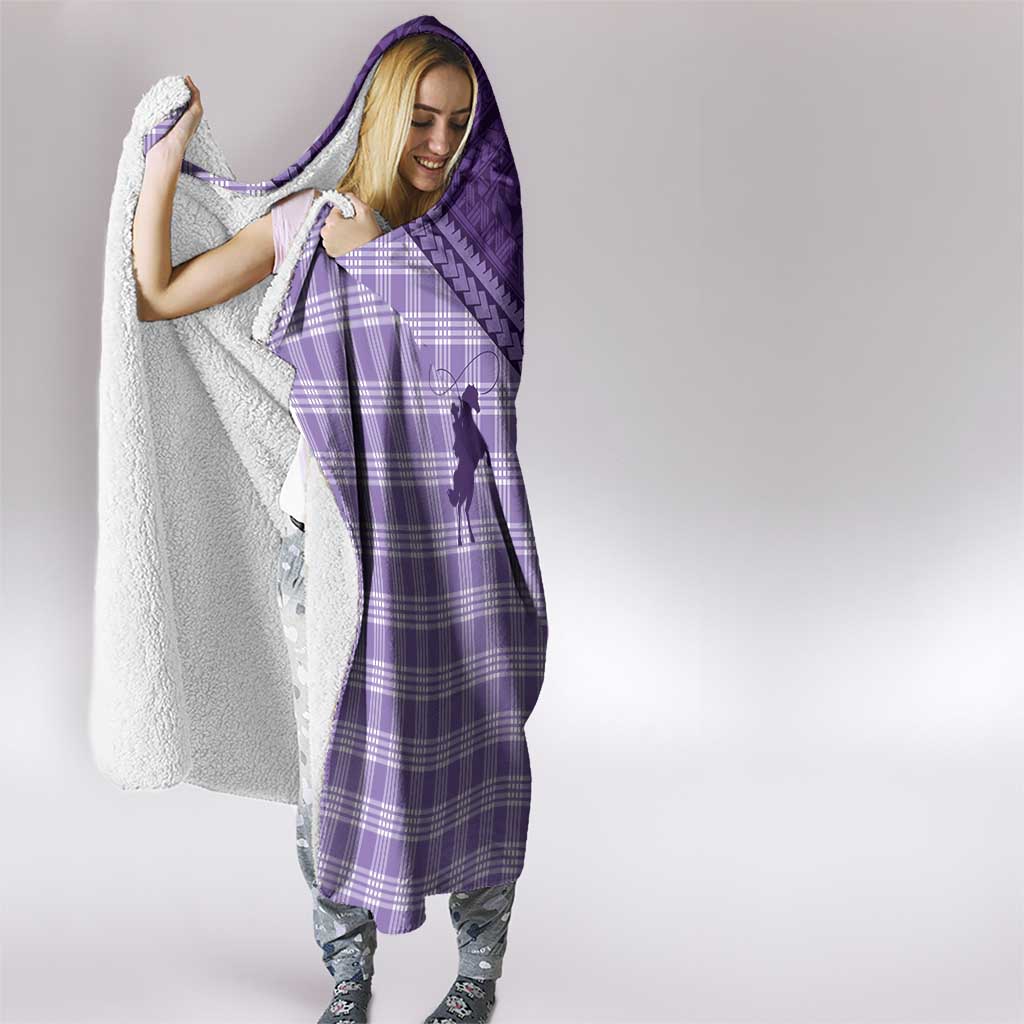 Aloha Hawaii Cowboys Paniolo Hooded Blanket Violet Palaka - Polynesian Pride