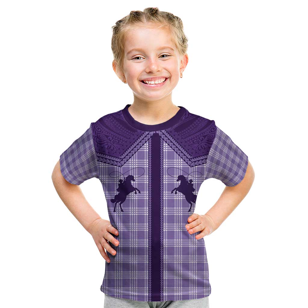 Aloha Hawaii Cowboys Paniolo Kid T Shirt Violet Palaka - Polynesian Pride
