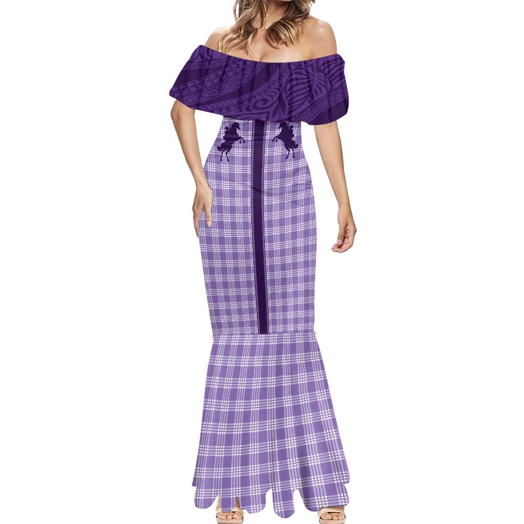 Aloha Hawaii Cowboys Paniolo Mermaid Dress Violet Palaka - Polynesian Pride