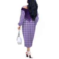 Aloha Hawaii Cowboys Paniolo Off The Shoulder Long Sleeve Dress Violet Palaka - Polynesian Pride
