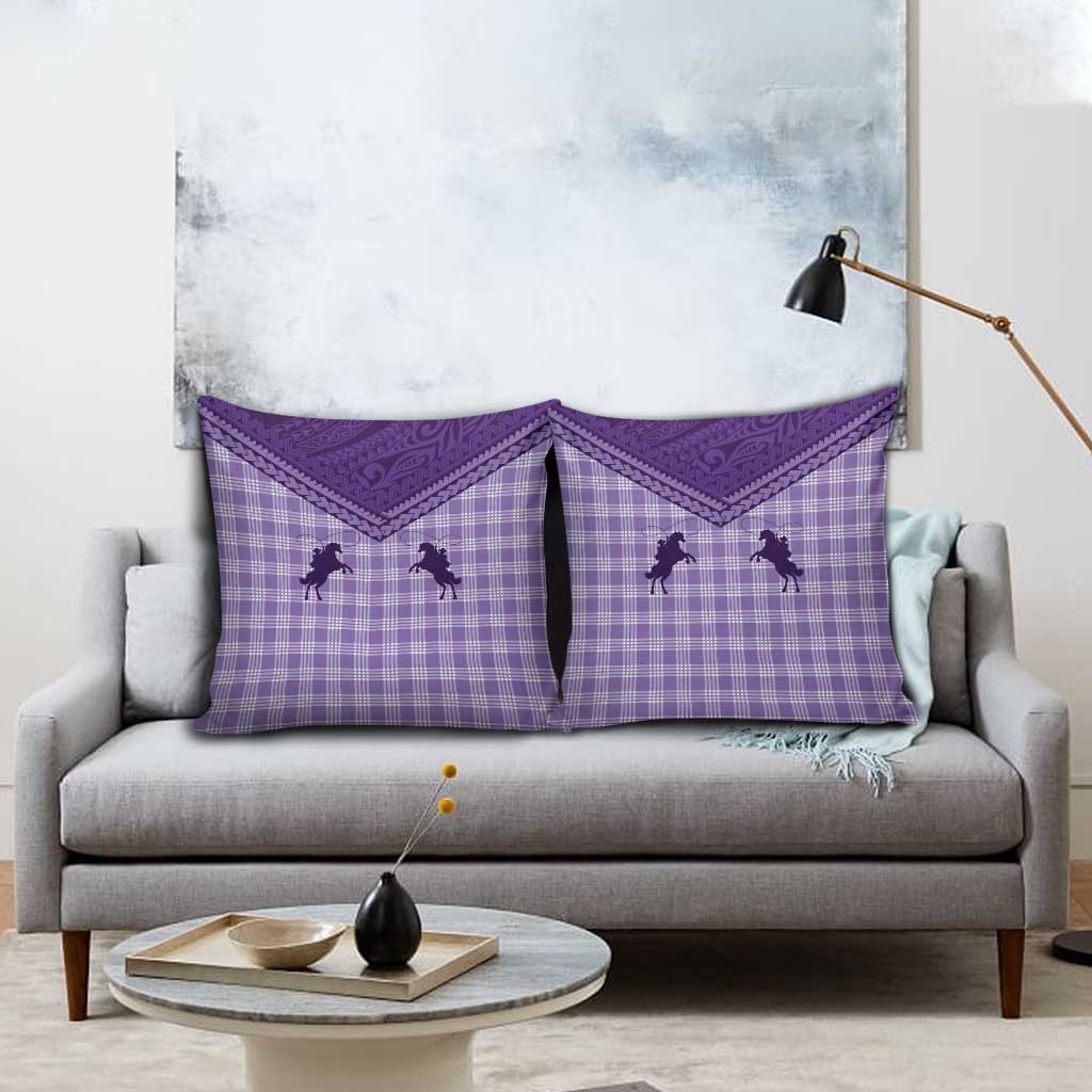 Aloha Hawaii Cowboys Paniolo Pillow Cover Violet Palaka - Polynesian Pride