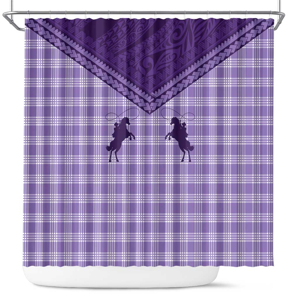 Aloha Hawaii Cowboys Paniolo Shower Curtain Violet Palaka - Polynesian Pride