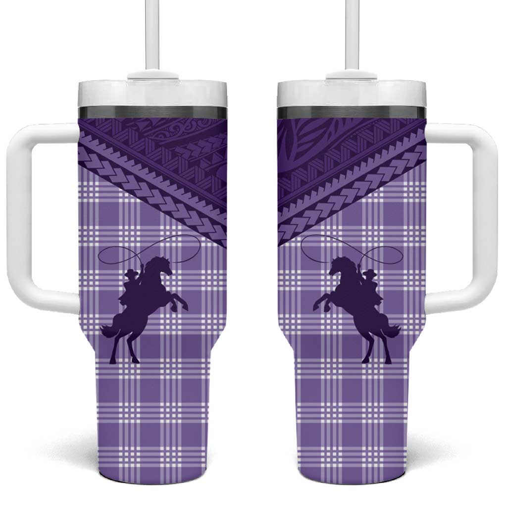 Aloha Hawaii Cowboys Paniolo Tumbler With Handle Violet Palaka - Polynesian Pride