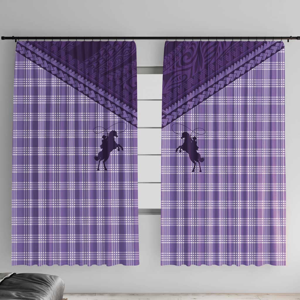 Aloha Hawaii Cowboys Paniolo Window Curtain Violet Palaka - Polynesian Pride