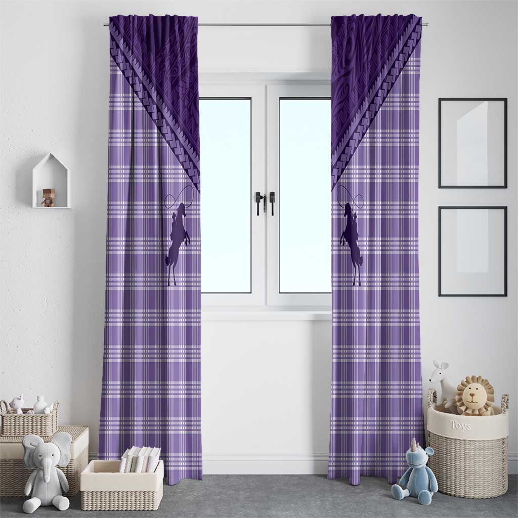 Aloha Hawaii Cowboys Paniolo Window Curtain Violet Palaka - Polynesian Pride
