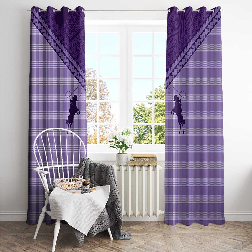 Aloha Hawaii Cowboys Paniolo Window Curtain Violet Palaka - Polynesian Pride