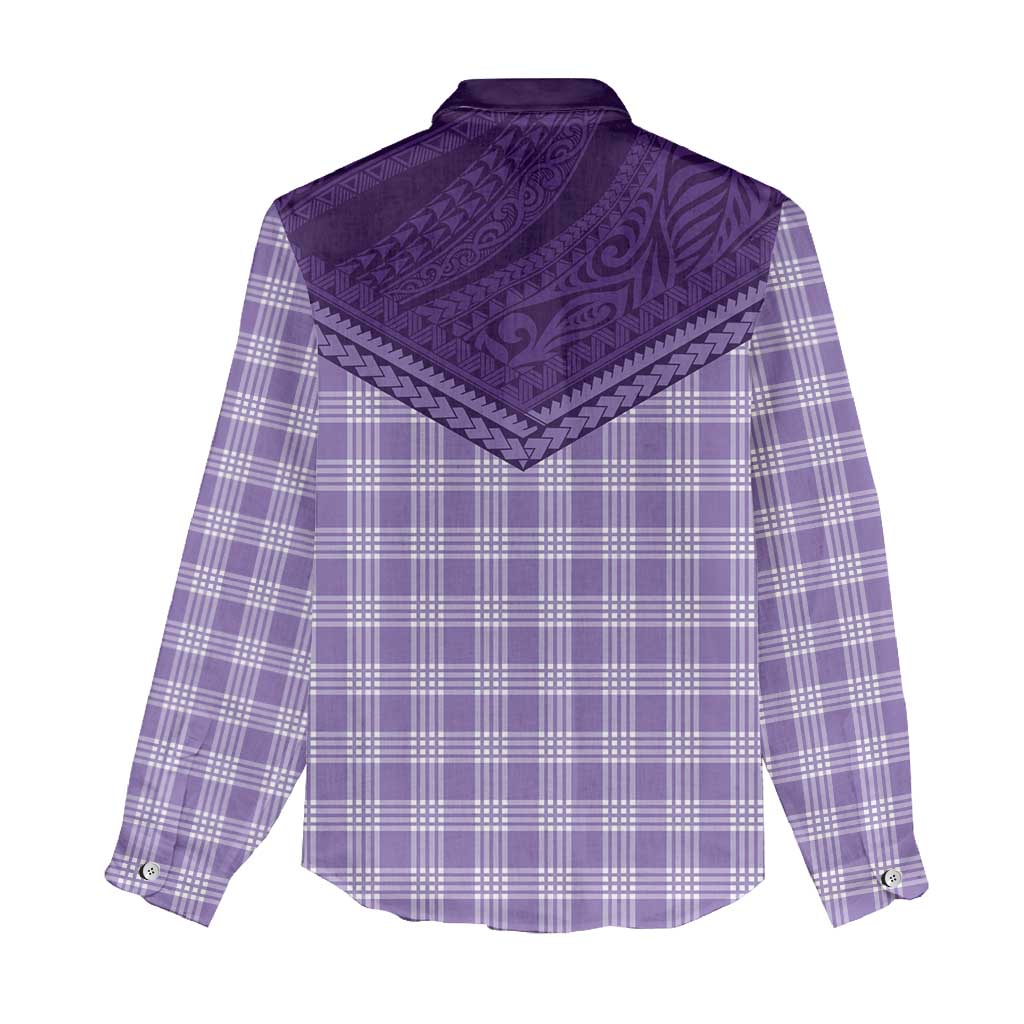 Aloha Hawaii Cowboys Paniolo Women Casual Shirt Violet Palaka - Polynesian Pride