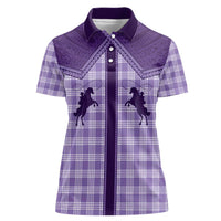 Aloha Hawaii Cowboys Paniolo Women Polo Shirt Violet Palaka LT7 Female Purple - Polynesian Pride