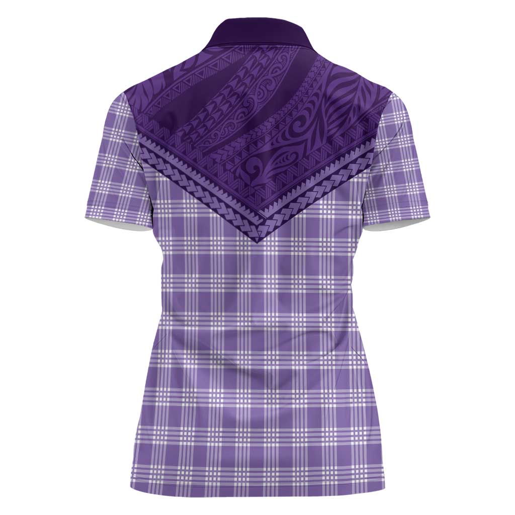Aloha Hawaii Cowboys Paniolo Women Polo Shirt Violet Palaka LT7 - Polynesian Pride