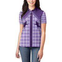 Aloha Hawaii Cowboys Paniolo Women Polo Shirt Violet Palaka LT7 - Polynesian Pride
