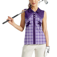 Aloha Hawaii Cowboys Paniolo Women Sleeveless Polo Shirt Violet Palaka - Polynesian Pride