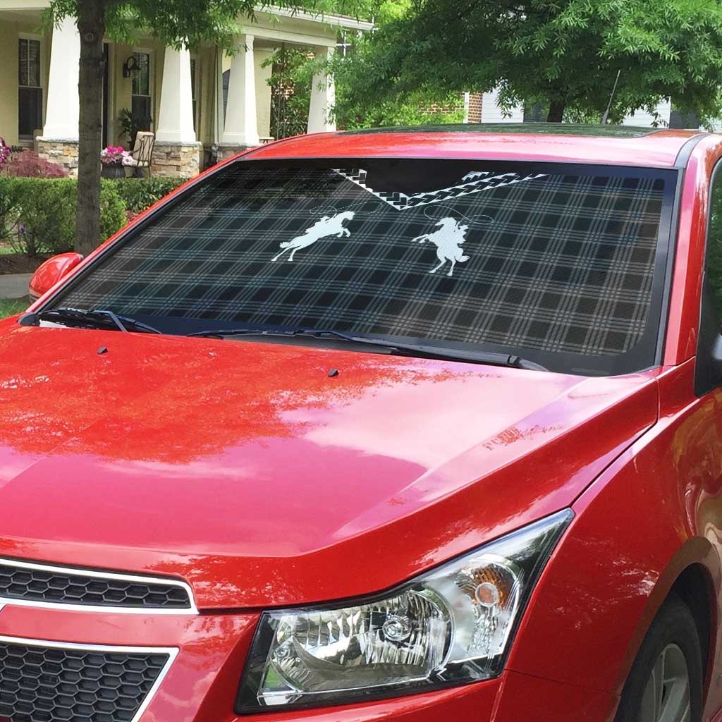 Aloha Hawaii Cowboys Paniolo Auto Sun Shade Black Palaka - Polynesian Pride