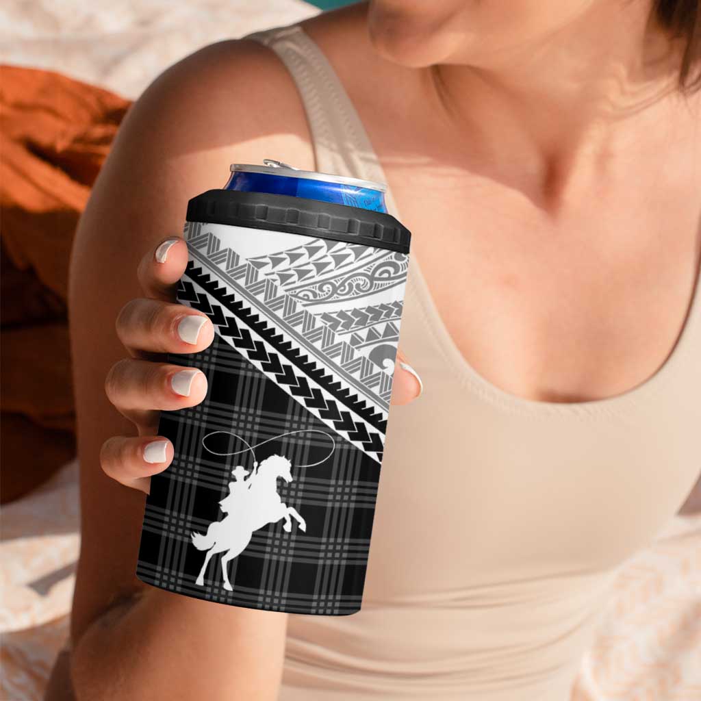 Aloha Hawaii Cowboys Paniolo 4 in 1 Can Cooler Tumbler Black Palaka - Polynesian Pride