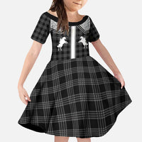 Aloha Hawaii Cowboys Paniolo Family Matching Long Sleeve Bodycon Dress and Hawaiian Shirt Black Palaka LT7 Daughter's Dress Black - Polynesian Pride
