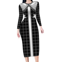 Aloha Hawaii Cowboys Paniolo Family Matching Long Sleeve Bodycon Dress and Hawaiian Shirt Black Palaka LT7 Mom's Dress Black - Polynesian Pride