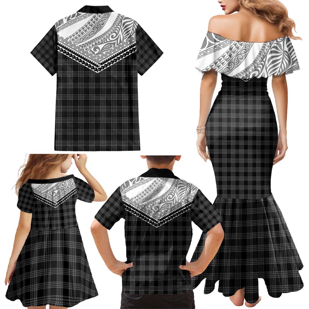 Aloha Hawaii Cowboys Paniolo Family Matching Mermaid Dress and Hawaiian Shirt Black Palaka LT7 - Polynesian Pride