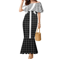 Aloha Hawaii Cowboys Paniolo Family Matching Mermaid Dress and Hawaiian Shirt Black Palaka LT7 Mom's Dress Black - Polynesian Pride