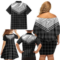 Aloha Hawaii Cowboys Paniolo Family Matching Off Shoulder Short Dress and Hawaiian Shirt Black Palaka LT7 - Polynesian Pride