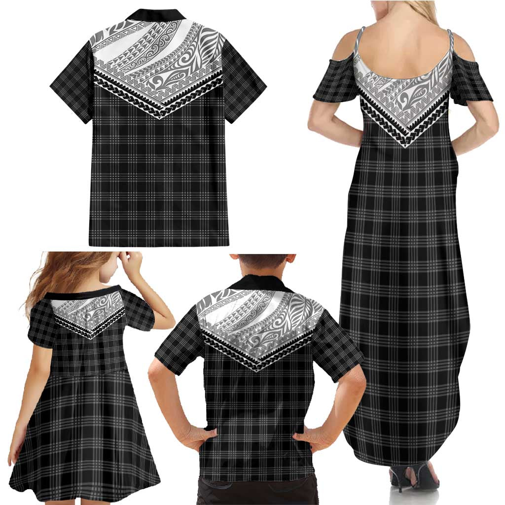 Aloha Hawaii Cowboys Paniolo Family Matching Summer Maxi Dress and Hawaiian Shirt Black Palaka LT7 - Polynesian Pride