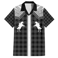 Aloha Hawaii Cowboys Paniolo Family Matching Summer Maxi Dress and Hawaiian Shirt Black Palaka LT7 Dad's Shirt - Short Sleeve Black - Polynesian Pride