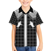 Aloha Hawaii Cowboys Paniolo Family Matching Summer Maxi Dress and Hawaiian Shirt Black Palaka LT7 Son's Shirt Black - Polynesian Pride