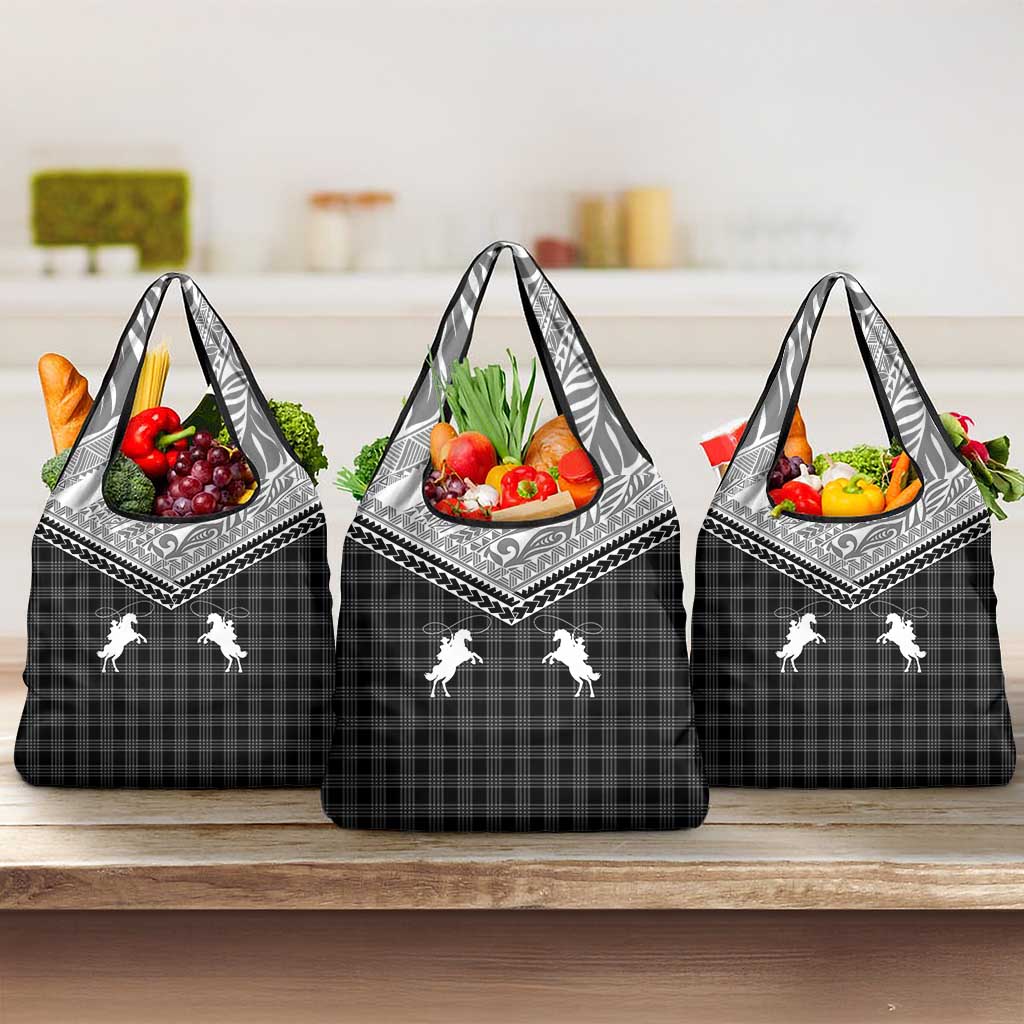 Aloha Hawaii Cowboys Paniolo Grocery Bag Black Palaka - Polynesian Pride